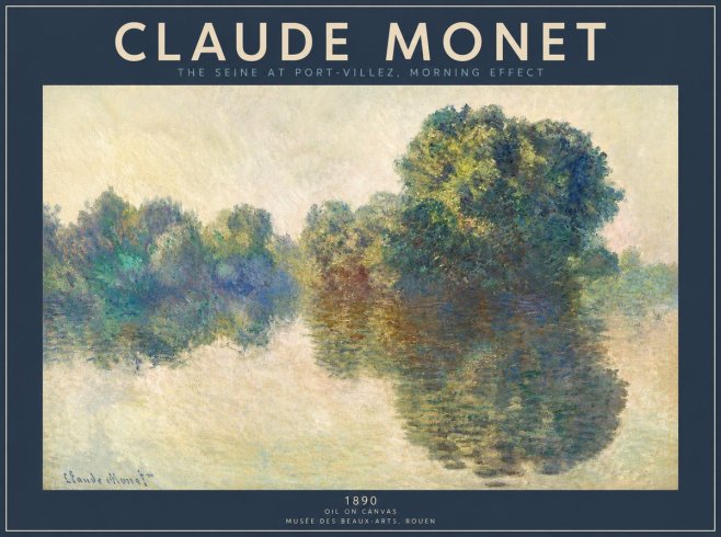 Monet The Seine at Port-villez, Morning Effect No3 - Poszter