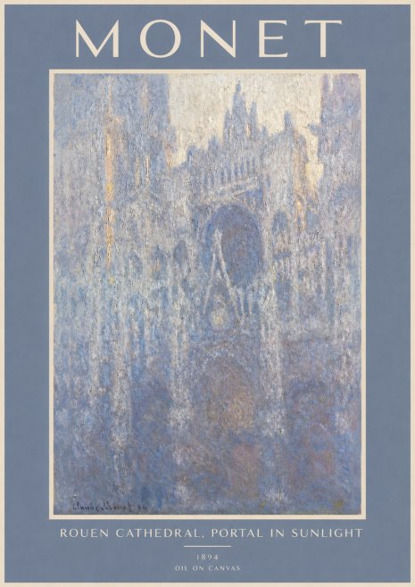Monet Rouen Cathedral, Portal in Sunlight No2 - Poszter