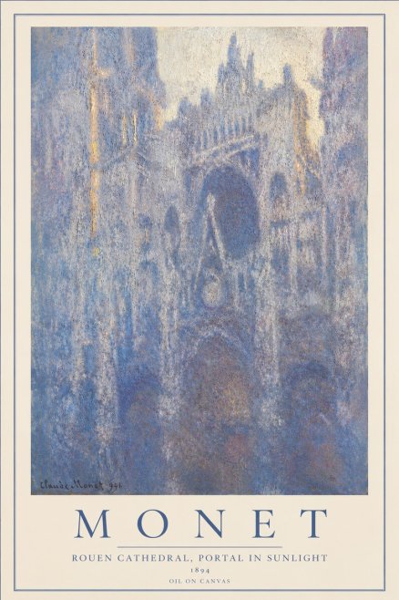 Monet Rouen Cathedral, Portal in Sunlight No4 - Poszter
