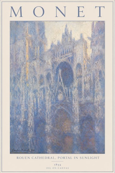 Monet Rouen Cathedral, Portal in Sunlight No6 - Poszter