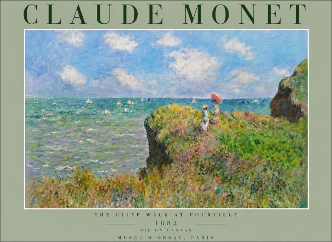 Monet The Cliff Walk at Pourville No3 - Poszter