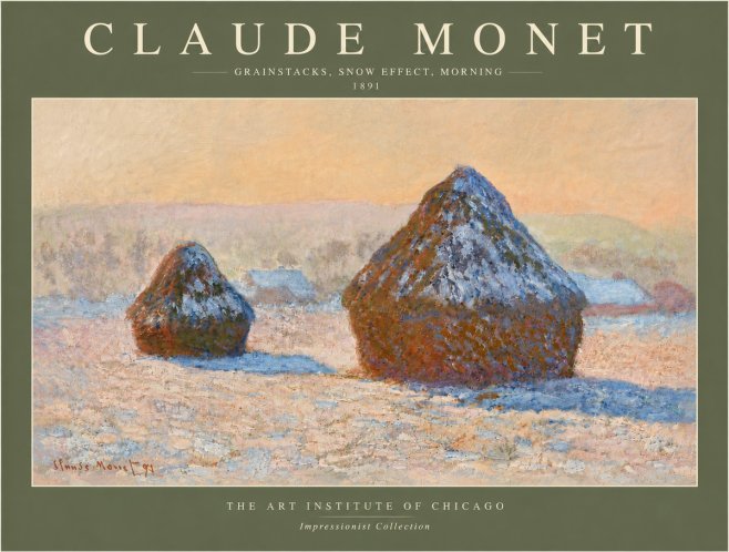 Monet Grainstacks, Snow Effect, Morning No6 - Poszter