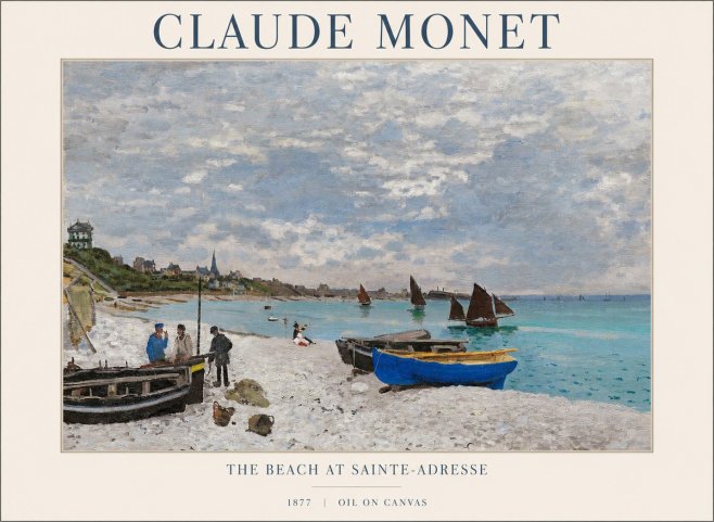 Monet The Beach at Sainte-adresse I No1 - Poszter