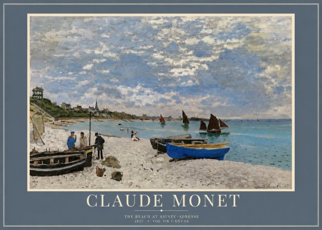 Monet The Beach at Sainte-adresse I No3 - Poszter