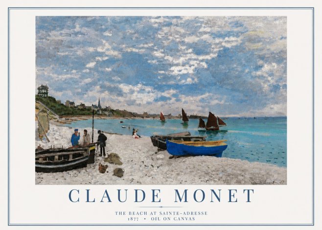 Monet The Beach at Sainte-adresse I No4 - Poszter