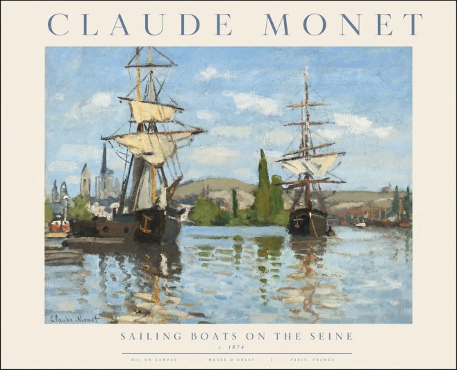 Monet Sailing Boats on the Seine No1 - Poszter