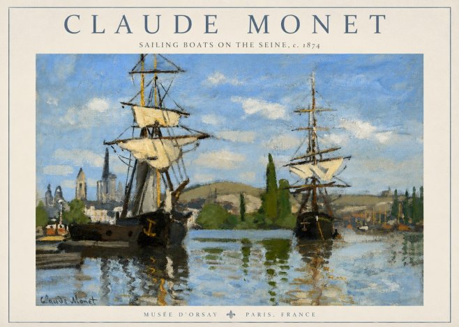 Monet Sailing Boats on the Seine No3 - Poszter