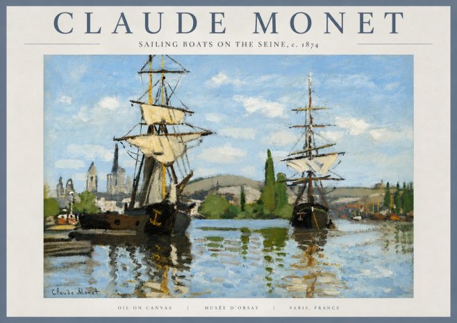 Monet Sailing Boats on the Seine No5 - Poszter