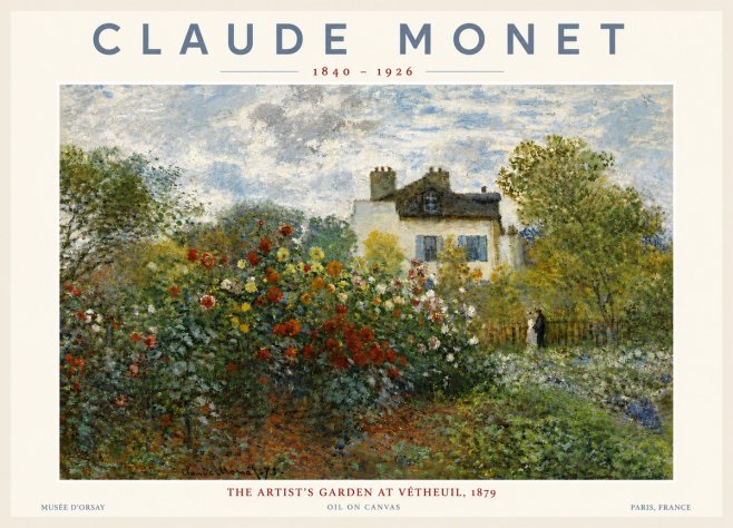 Monet The Artist's Garden at Vétheuil, 1879 No5 - Poszter