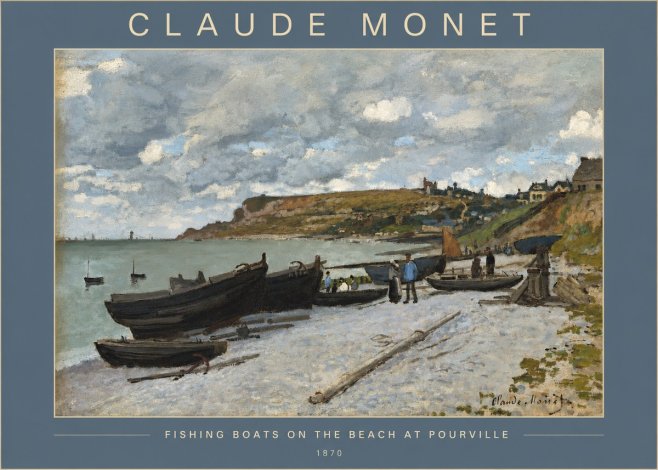Monet Fishing Boats on the Beach at Pourville No2 - Poszter
