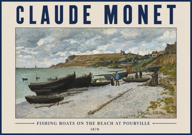 Monet Fishing Boats on the Beach at Pourville No3 - Poszter