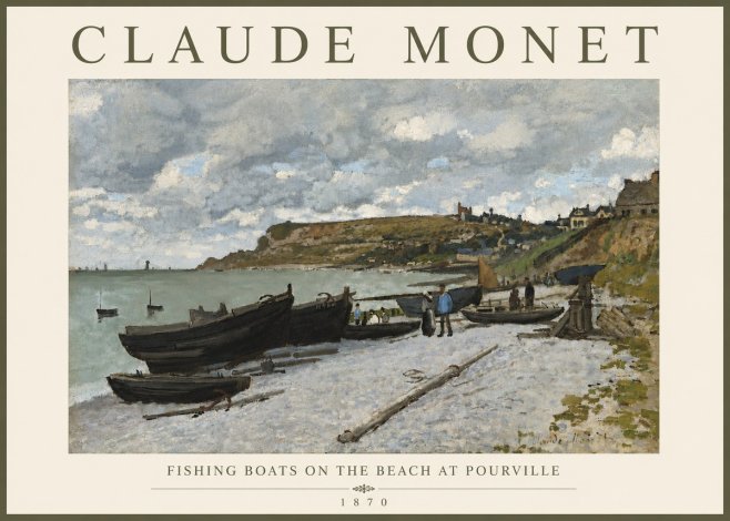 Monet Fishing Boats on the Beach at Pourville No4 - Poszter