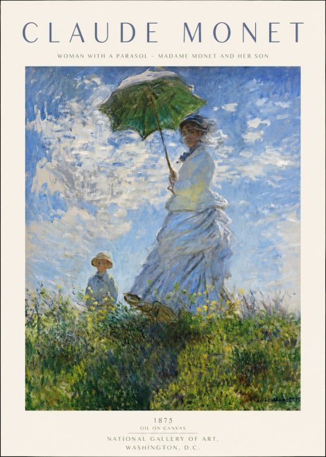 Monet Woman with a Parasol – Madame Monet and Her Son No3 - Poszter