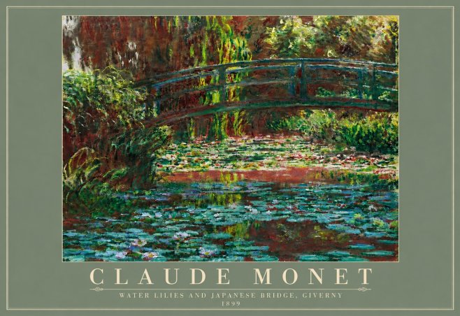 Monet Water Lilies and Japanese Bridge, Giverny No4 - Poszter