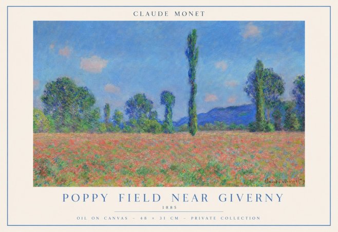 Monet Poppy Field Near Giverny No1 - Poszter