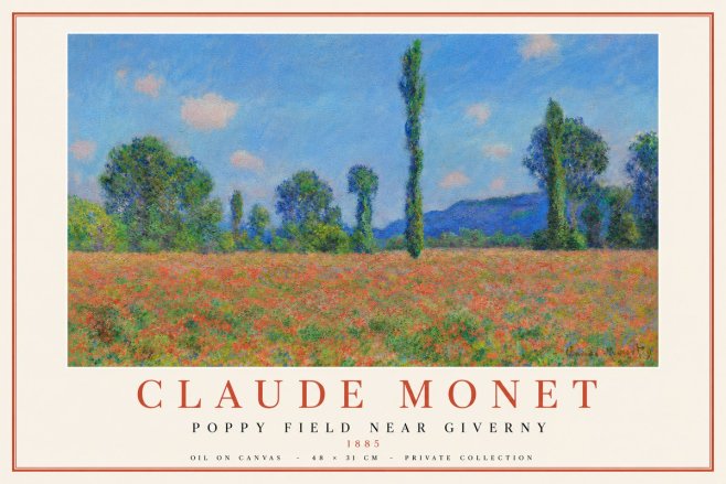 Monet Poppy Field Near Giverny No5 - Poszter