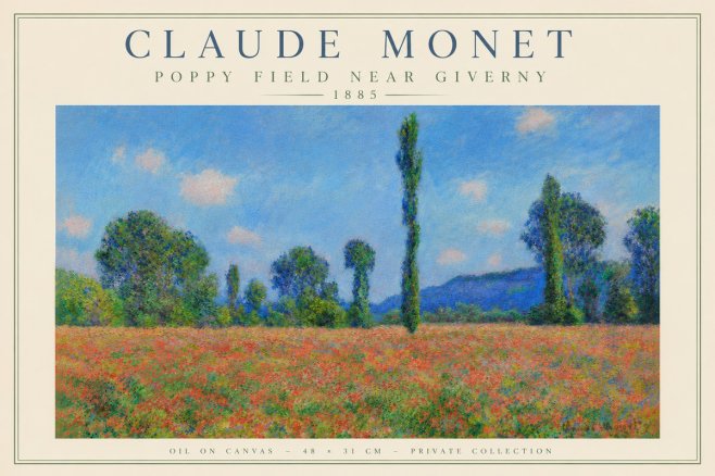 Monet Poppy Field Near Giverny No6 - Poszter