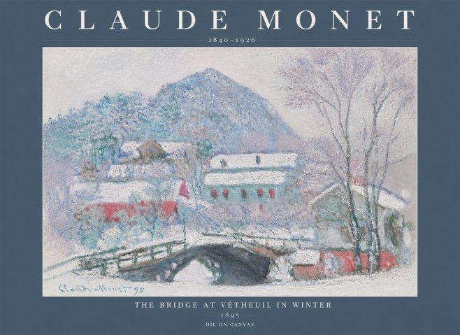 Monet The Bridge at Vétheuil in Winter No5 - Poszter