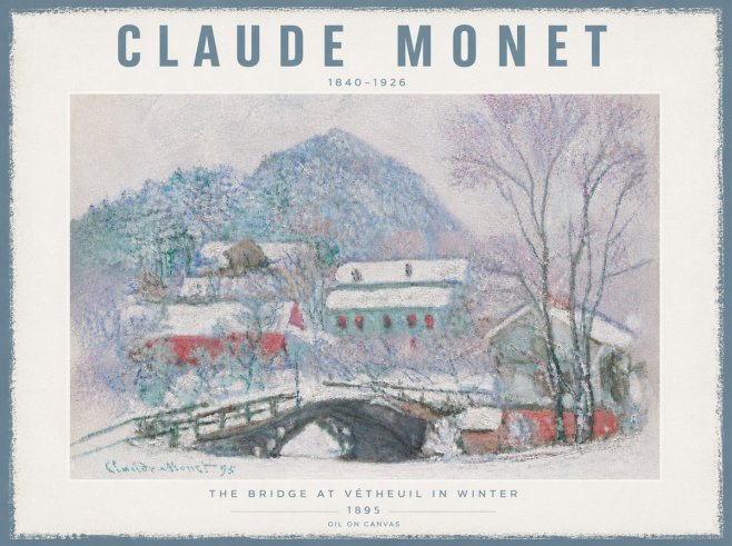 Monet The Bridge at Vétheuil in Winter No6 - Poszter