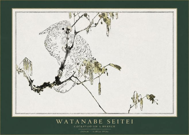 Watanabe Seitei Cockatoo on a Branch No2 - Poszter