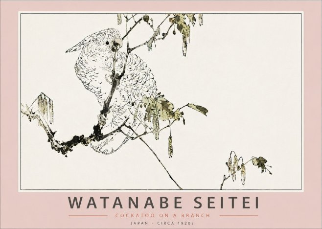 Watanabe Seitei Cockatoo on a Branch No3 - Poszter