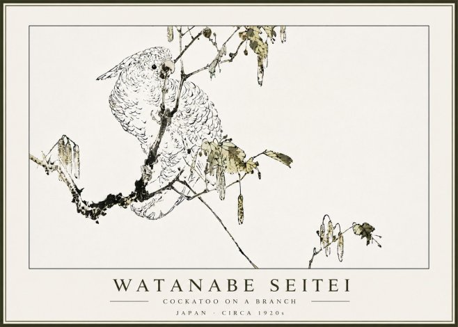 Watanabe Seitei Cockatoo on a Branch No5 - Poszter