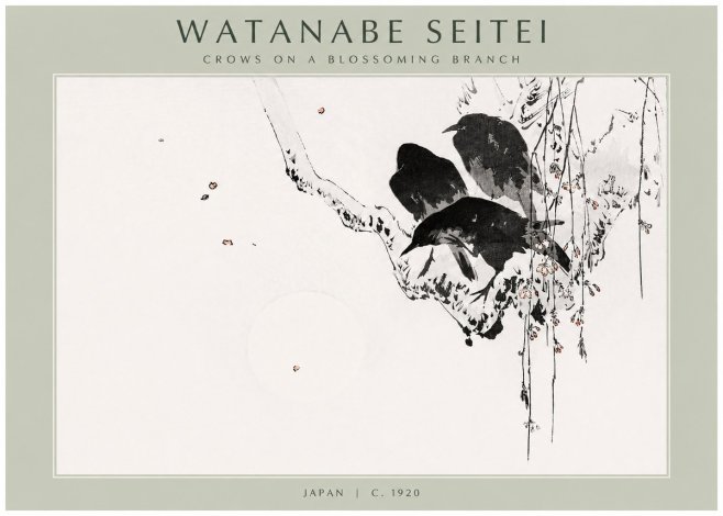 Watanabe Seitei Crows on a Blossoming Branch No2 - Poszter