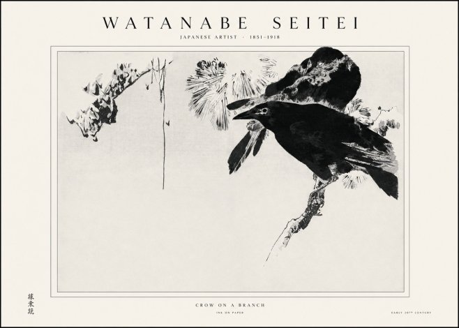 Watanabe Seitei Crow on a Branch No1 - Poszter