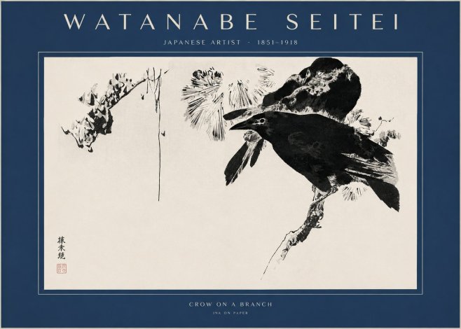 Watanabe Seitei Crow on a Branch No2 - Poszter
