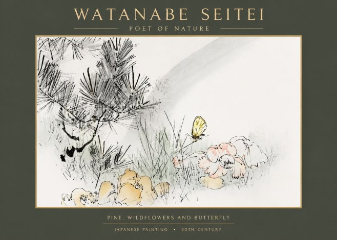 Watanabe Seitei Pine, Wildflowers and Butterfly No2 - Poszter