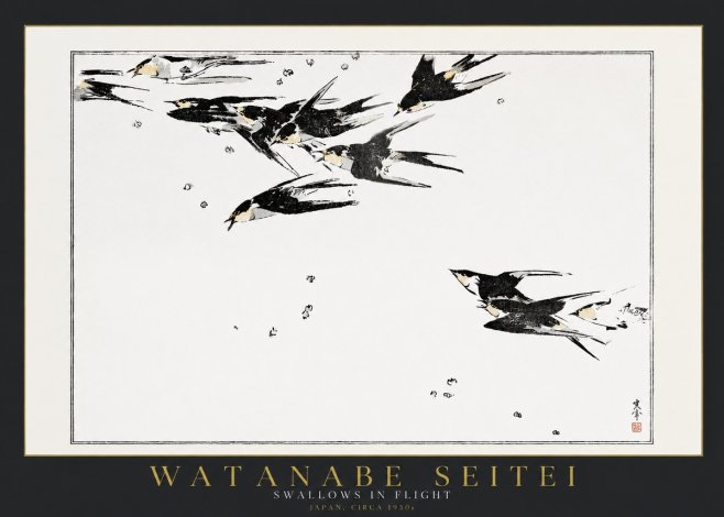 Watanabe Seitei Swallows in Flight No2 - Poszter