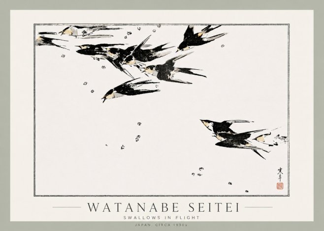 Watanabe Seitei Swallows in Flight No3 - Poszter