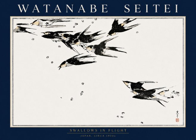 Watanabe Seitei Swallows in Flight No4 - Poszter