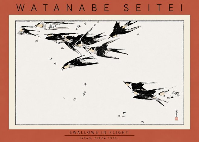 Watanabe Seitei Swallows in Flight No5 - Poszter