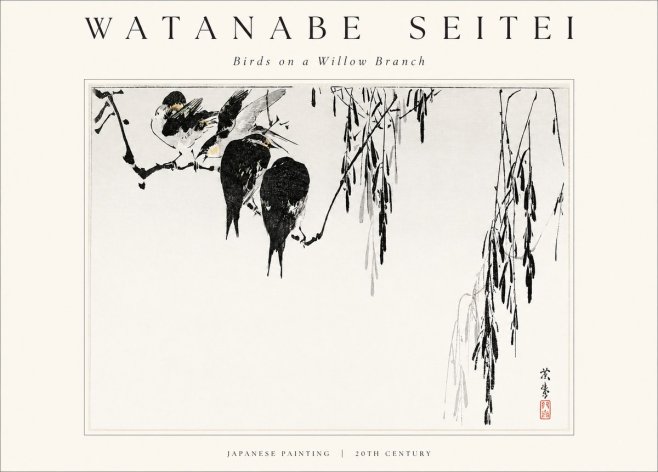 Watanabe Seitei Birds on a Willow Branch No1 - Poszter