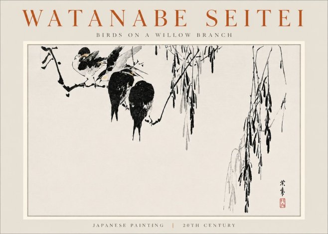 Watanabe Seitei Birds on a Willow Branch No4 - Poszter
