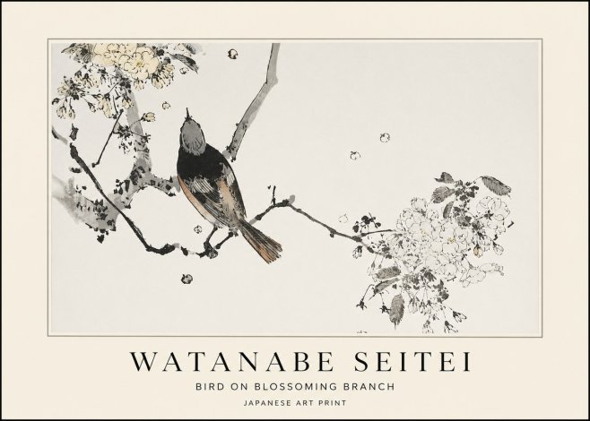 Watanabe Seitei Bird on Blossoming Branch No1 - Poszter