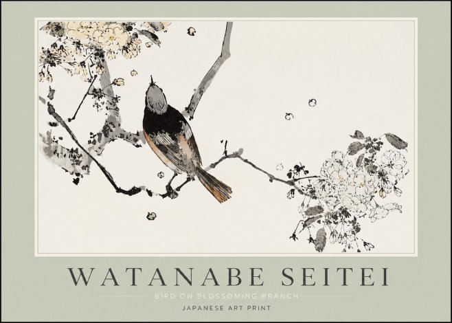 Watanabe Seitei Bird on Blossoming Branch No2 - Poszter