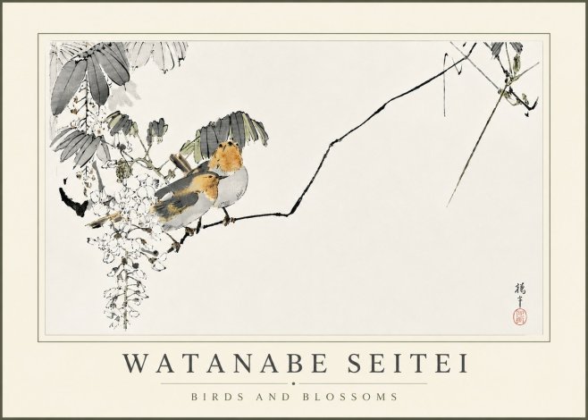 Watanabe Seitei Birds and Blossoms No5 - Poszter