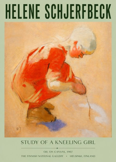Helene Schjerfbeck Study of a Kneeling Girl No4 - Poszter