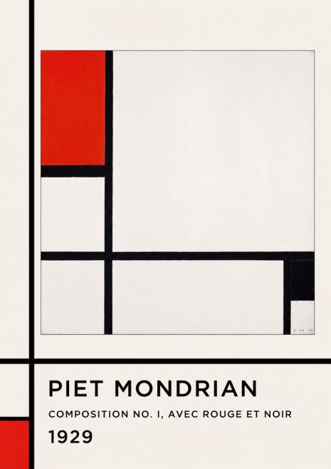 Piet Mondrian Composition No. I, Avec Rouge Et Noir No1 - Poszter