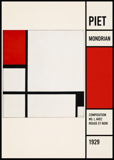 Piet Mondrian Composition No. I, Avec Rouge Et Noir No3 - Poszter