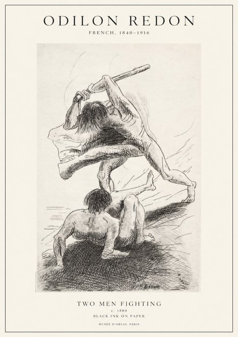 Odilon Redon Two Men Fighting No1 - Poszter