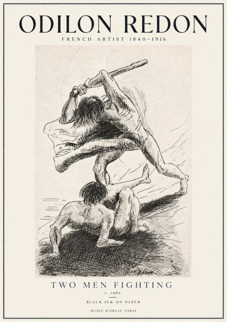Odilon Redon Two Men Fighting No4 - Poszter
