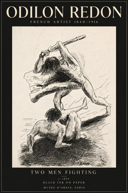 Odilon Redon Two Men Fighting No6 - Poszter