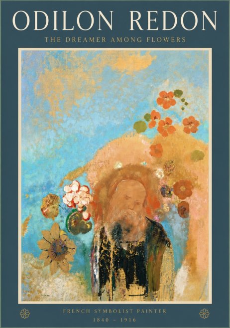 Odilon Redon The Dreamer Among Flowers No2 - Poszter