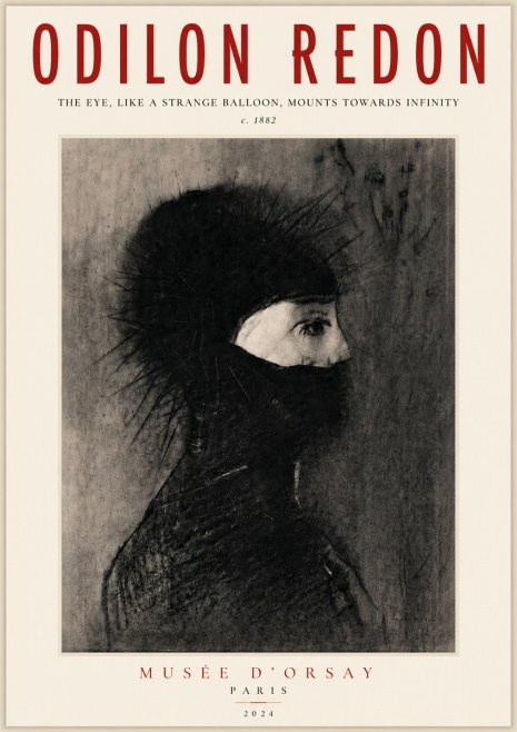 Odilon Redon The Eye, Like a Strange Balloon, Mounts Towards Infinity No5 - Poszter
