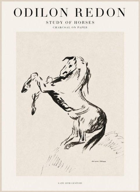 Odilon Redon Study of Horses No1 - Poszter