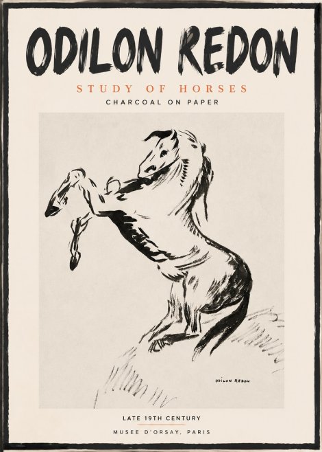Odilon Redon Study of Horses No2 - Poszter