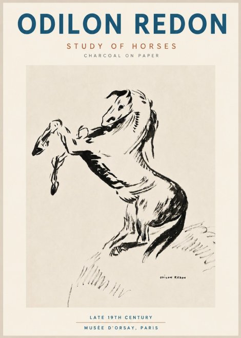 Odilon Redon Study of Horses No4 - Poszter